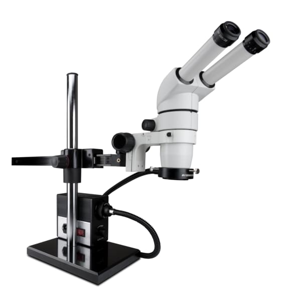 20 Degree Ergo Stereo Zoom Microscope And Fiber-Optic LED On Gliding Stand
